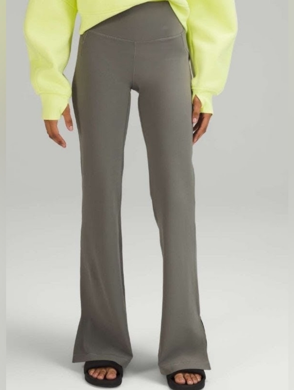 NWOT Athletic High-Rise Split Flare Leg Pants - Gray